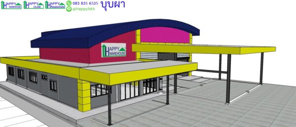 โชว์รูมสไตล์โกดัง แบบHW-HC 16x30x9.2 m.