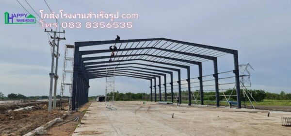 โกดังน็อคดาวน์โครงสร้างเหล็กสำเร็จรูป 1,792 ตรม ขนาด 32x56x12.70 เมตร - Image 3